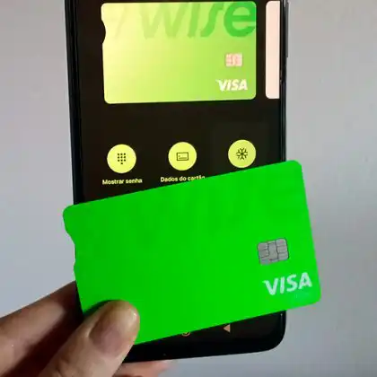 Cartão e aplicativo da Wise
