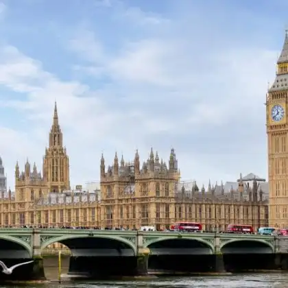 Vista para Westminster em Londres, Inglaterra