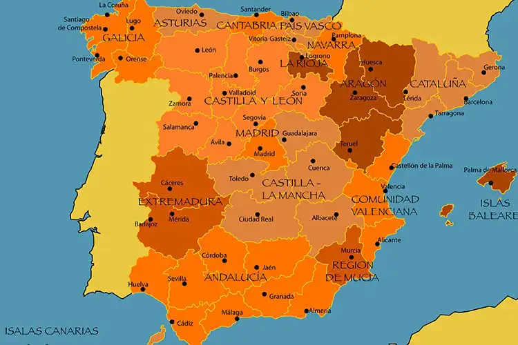 Mapa da Espanha na atualidade
