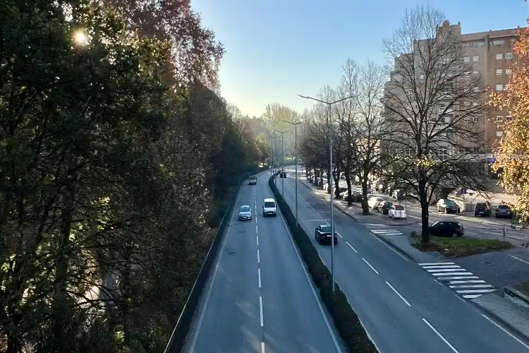 Veículos trafegando em uma estrada