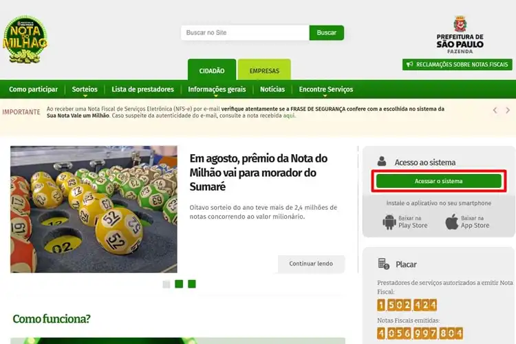 Cadastro site prefeitura de São Paulo