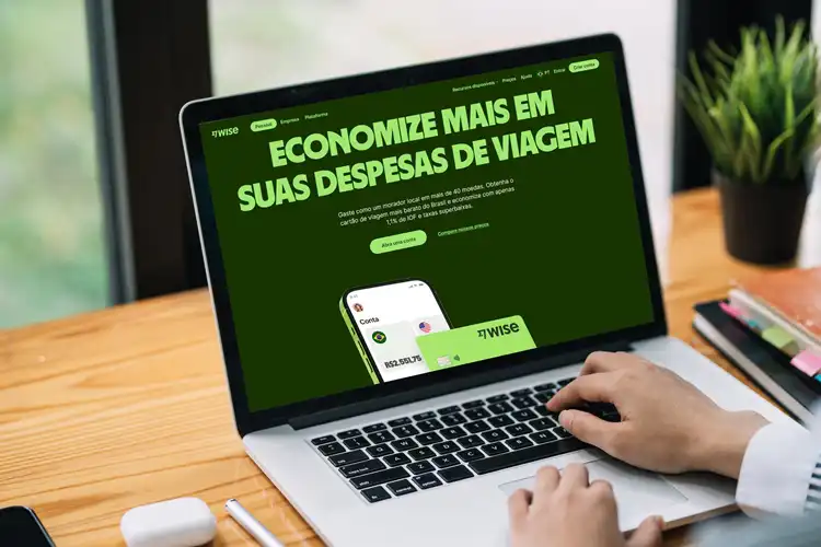 Solicitação de cartão no site da Wise