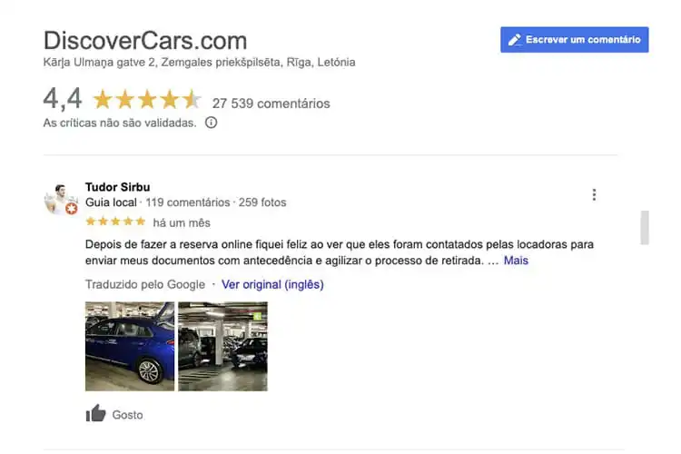 Discovercars no Google