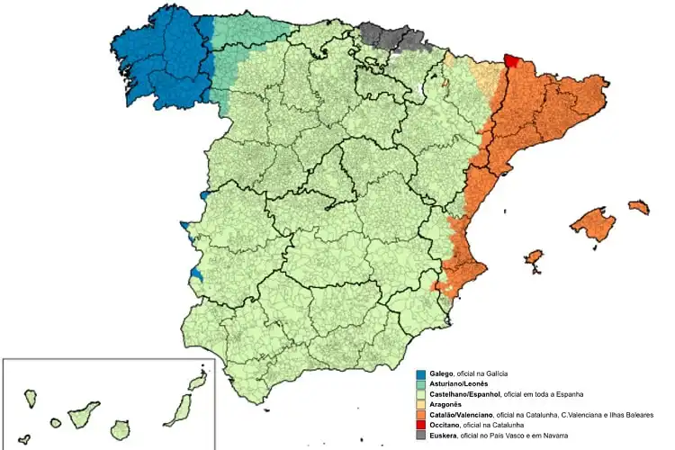 Mapa de idiomas da espanha