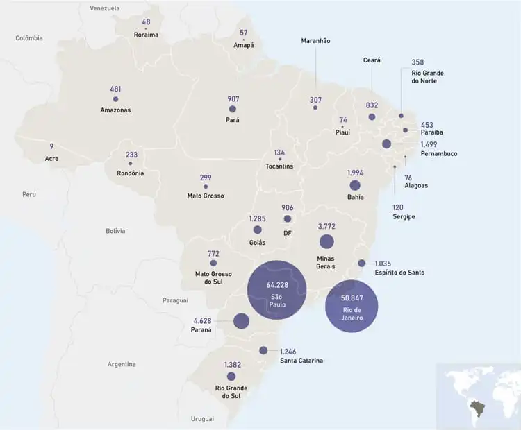 Presença de portugueses nas regiões brasileiras
