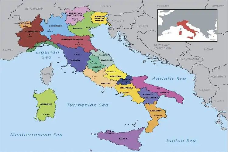A Itália possui 20 estados