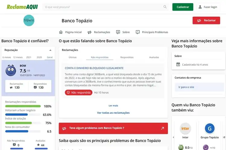 Reclameaqui Remessa Online Banco Topázio