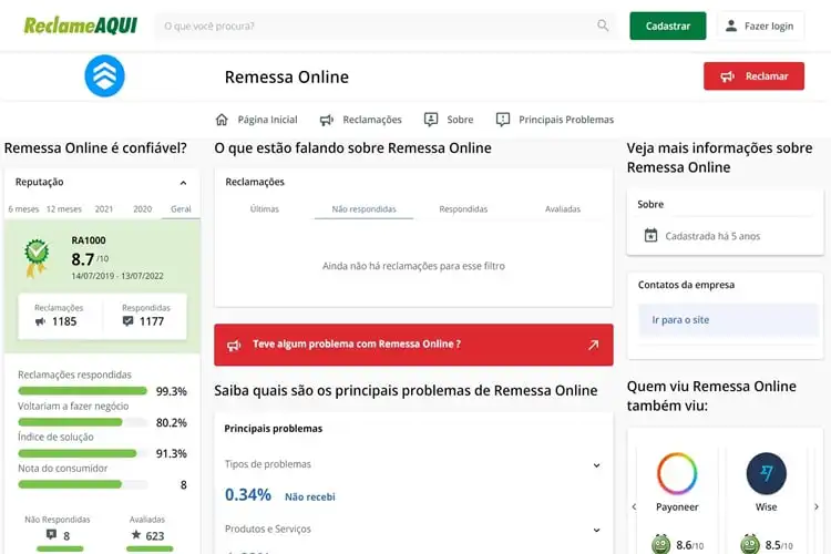 Avaliação Remessa Online Banco Topázio reclameaqui ro