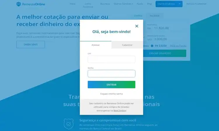remessa online com instrucoes e apoio em portugues entrar