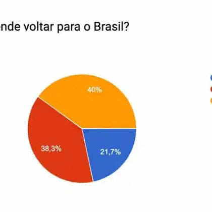 Gráfico pizza com 60 respostas para a pergunta "Você pretende voltar para o Brasil?"