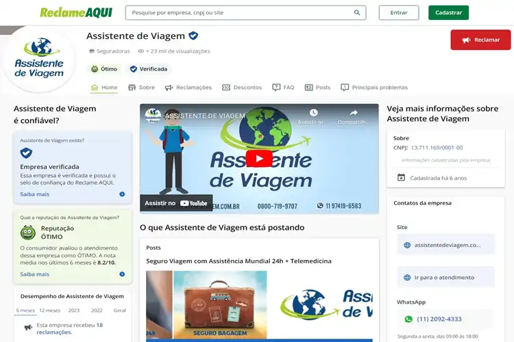 Assistente Viagem no Reclame Aqui