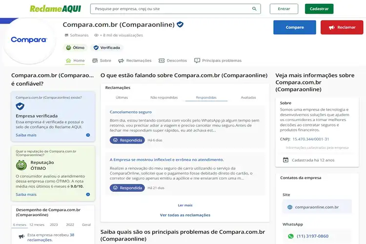 ComparaOnline no Reclame Aqui