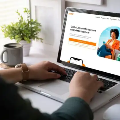 Mockup do site da Conta Global Inter