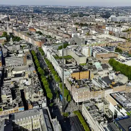 Vista aérea da O'Connel Street em Dublin.