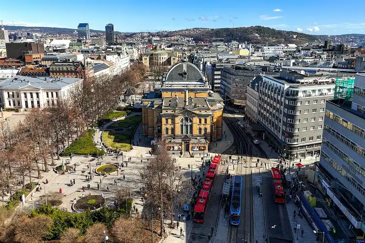 Vista aérea do centro da cidade de Oslo, Noruega, uma das cidades mais caras da Europa
