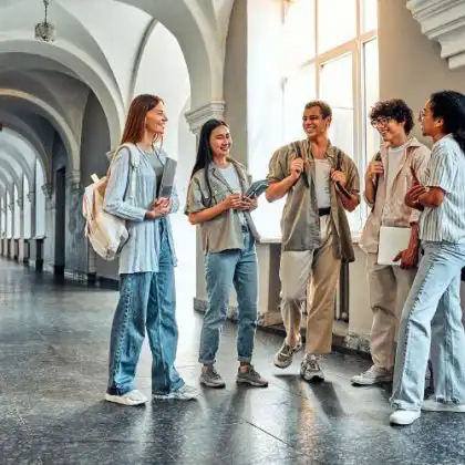 Jovens no curso de inglês na Inglaterra