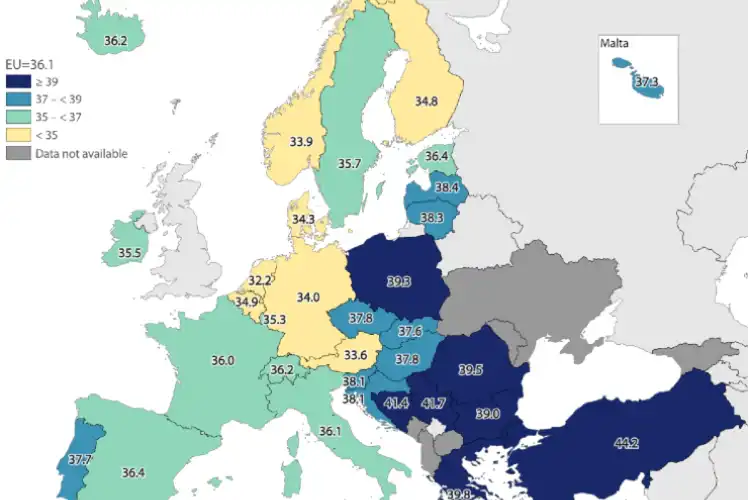 Média de horas de trabalho semanal em cada país da Europa variam