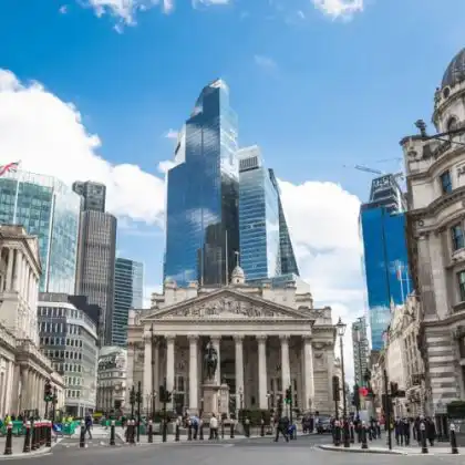 Prédios do centro financeiro em Londres, Inglaterra.