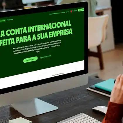 Tela da Wise para empresas em um iMac