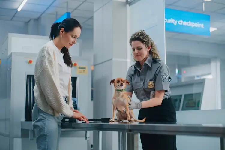 Mulher passa com pet em raio x de aeroporto