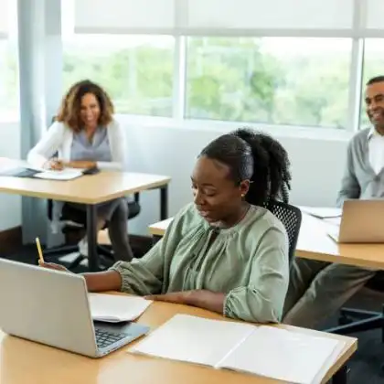 Jovem estudando espanhol online