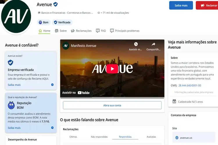 Site Reclame Aqui Avenue