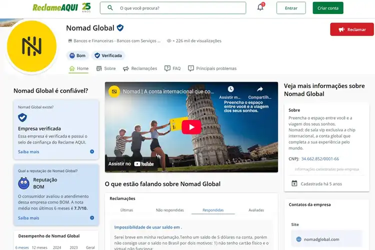 Reclame Aqui da Nomad
