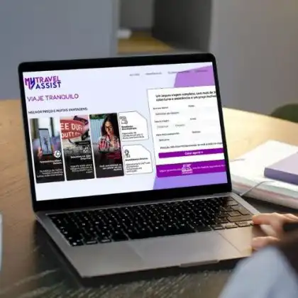 Site da My Travel Assist aberto no computador.