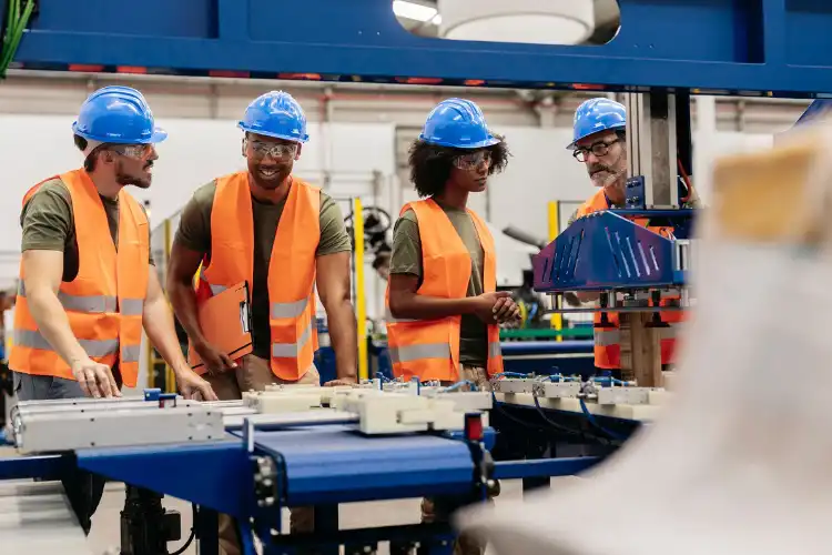 Engenheiros numa fábrica