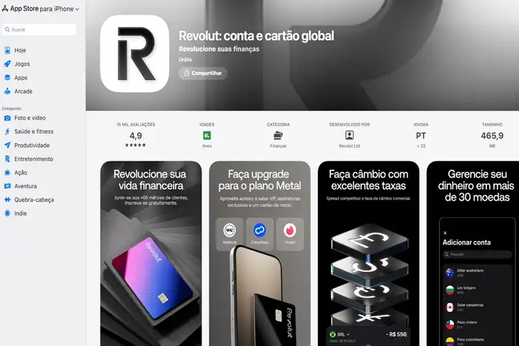 Tela da Revolut na App Store
