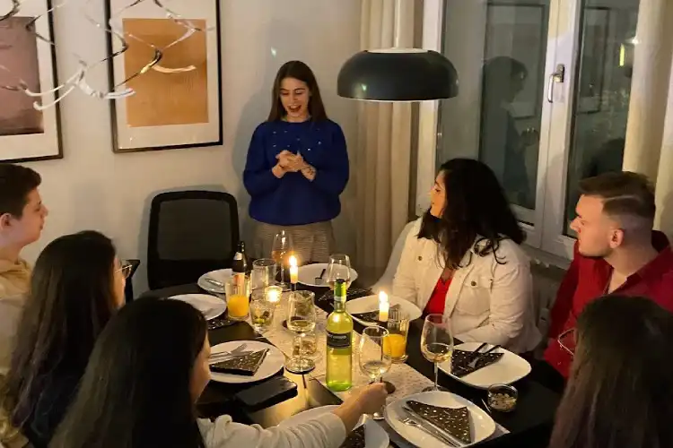 Estar com amigos no inverno