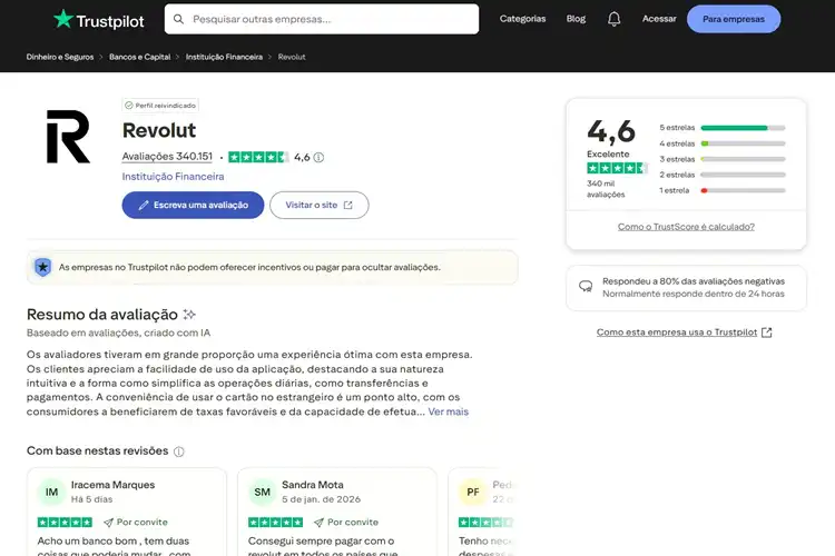 Revolut está na lista de melhor conta global de 2026