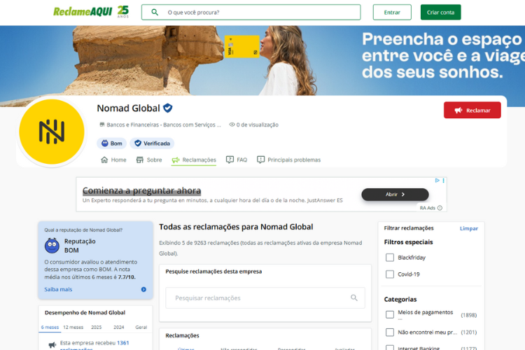 Ao analisar a melhor conta global, deve-se verificar as resenhas de clientes. 