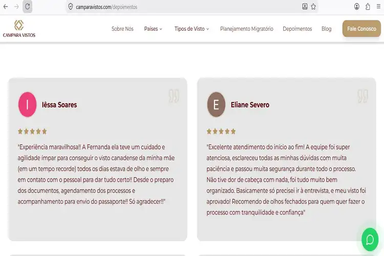 Clientes avaliam a Campara Vistos