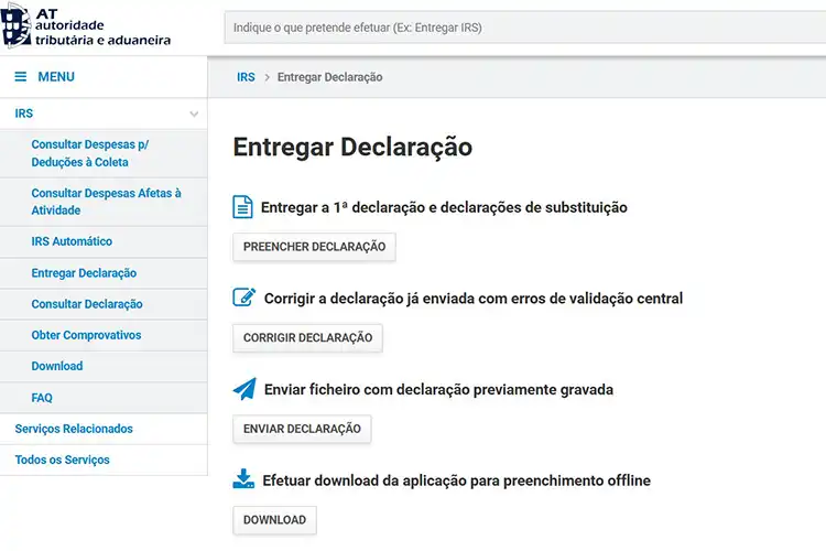 Portal das Finanças tem opções para preencher o imposto de renda em Portugal